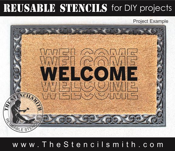 8901 welcome stacked stencil - The Stencilsmith