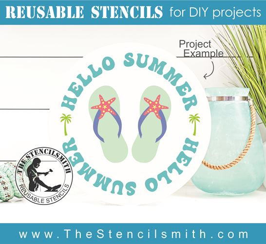 8930 Hello Summer flip flop stencil - The Stencilsmith