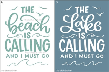 8958 the beach / lake is calling stencil - The Stencilsmith