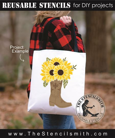 8976 Cowboy Boots with Flowers Stencil - The Stencilsmith