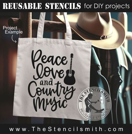 8980 Peace Love and Country Music stencil - The Stencilsmith