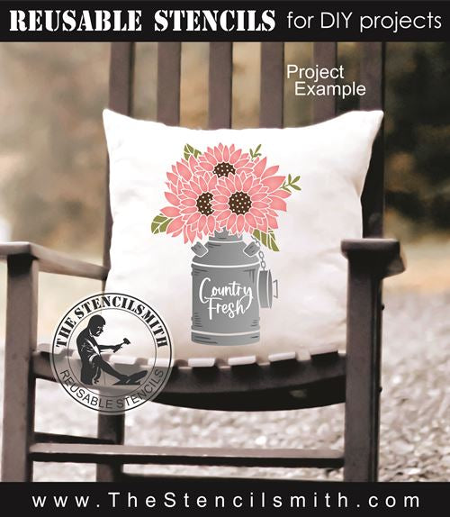 8992 Milk Can with Flowers Stencil - The Stencilsmith
