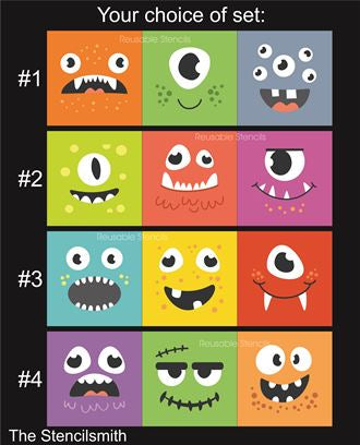 9053 Monster face stencils - The Stencilsmith