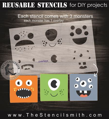 9053 Monster face stencils - The Stencilsmith