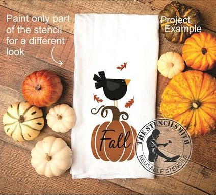 9054 Fall Crow Stack Stencil - The Stencilsmith