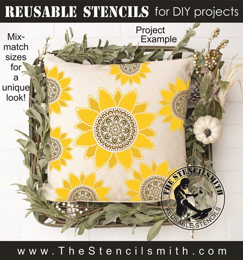9067 - sunflower mandala stencil - The Stencilsmith