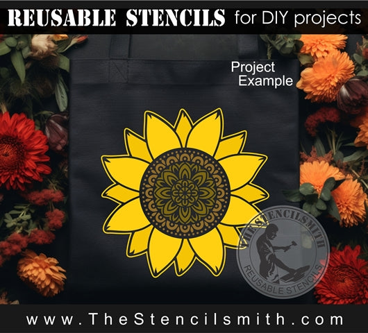 9067 - sunflower mandala stencil - The Stencilsmith