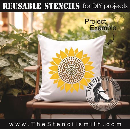 9070 sunflower mandala stencils - The Stencilsmith