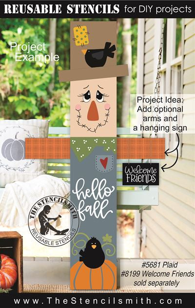 9089 hello fall scarecrow leaner stencil - The Stencilsmith