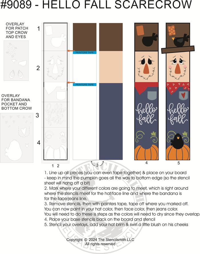 9089 Hello Fall Scarecrow Leaner Stencil