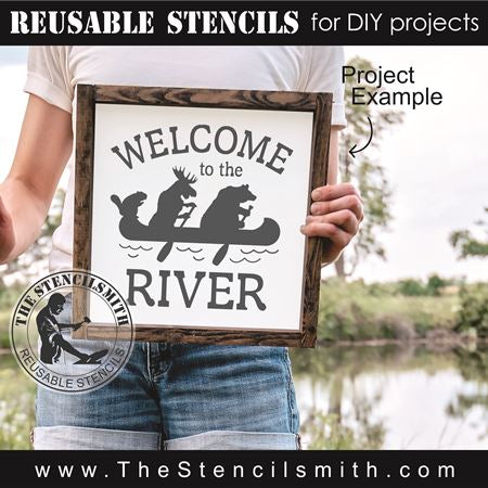 9090 Welcome moose bear canoe stencil - The Stencilsmith