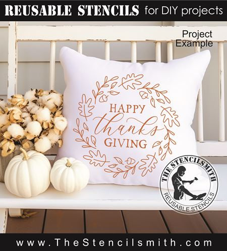 9129 Happy Thanksgiving wreath stencil - The Stencilsmith