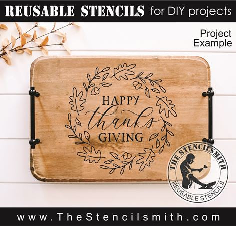9129 Happy Thanksgiving wreath stencil - The Stencilsmith