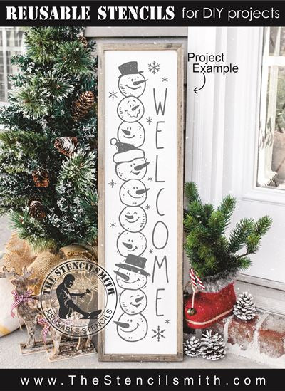 9135 Welcome snowman stack stencil - The Stencilsmith