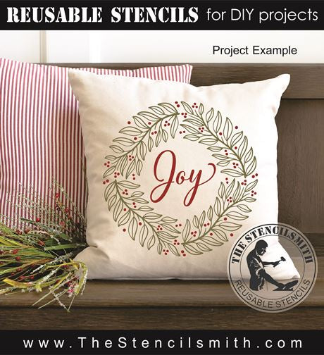 9155 Joy wreath stencil - The Stencilsmith