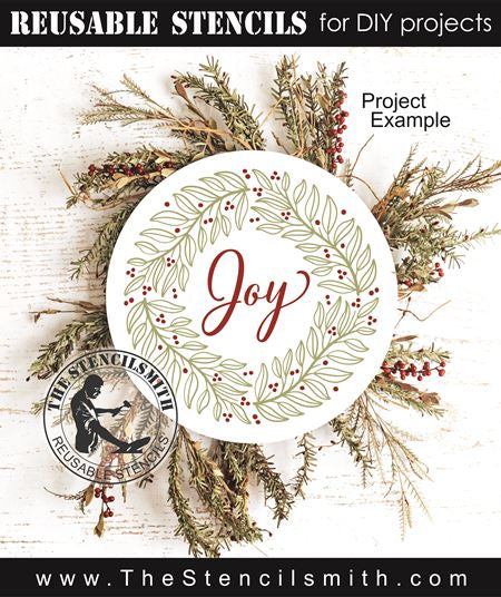 9155 Joy wreath stencil - The Stencilsmith