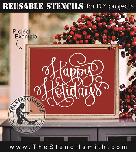 9156 happy holidays stencil - The Stencilsmith
