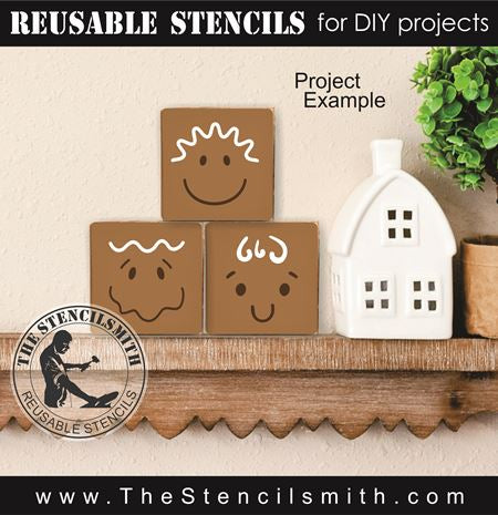 9170 gingerbread faces stencil - The Stencilsmith