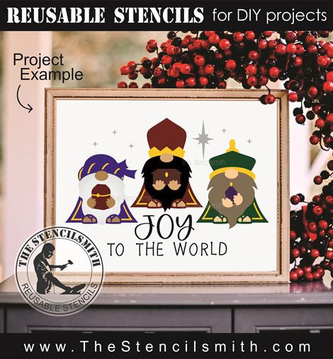 9185 Joy to the World gnome stencil - The Stencilsmith