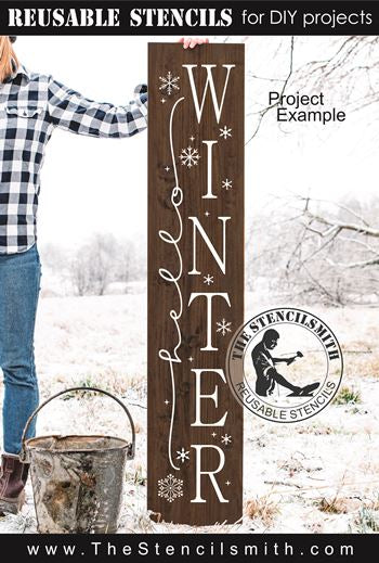 9221 hello winter stencil - The Stencilsmith