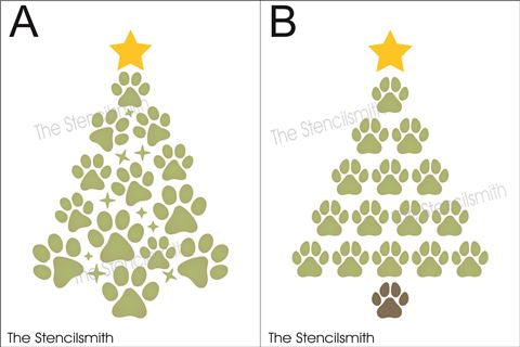 9231 Paw Christmas Tree stencil - The Stencilsmith