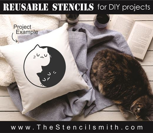 9230 Cat Yin Yang Stencil - The Stencilsmith