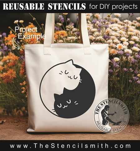 9230 Cat Yin Yang Stencil - The Stencilsmith