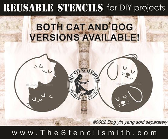 9230 Cat Yin Yang Stencil - The Stencilsmith