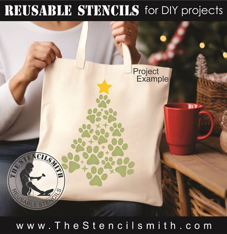 9231 Paw Christmas Tree stencil - The Stencilsmith