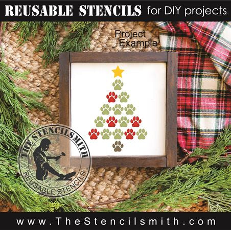 9231 Paw Christmas Tree stencil - The Stencilsmith