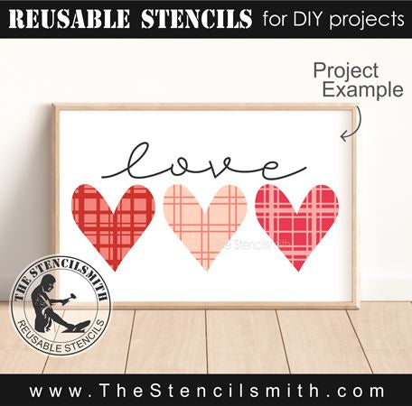 9274 Love (plaid hearts) Stencil - The Stencilsmith