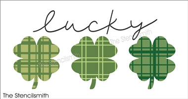 9291 Lucky (plaid shamrocks) Stencil - The Stencilsmith