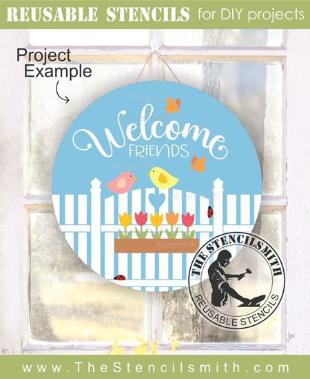 9307 welcome friends fence stencil - The Stencilsmith