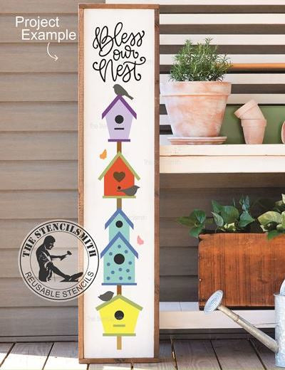 9330 Bless our Nest birdhouse stencil - The Stencilsmith