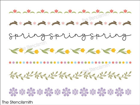 9342 Spring borders stencil - The Stencilsmith