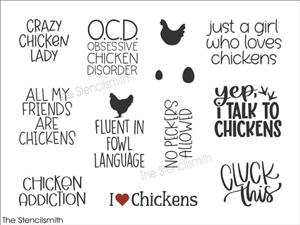 9393 Chicken Collection stencil - The Stencilsmith