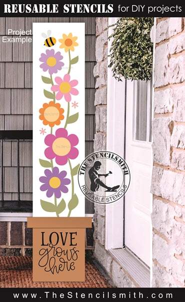 9432 Love Grows Here Flower Pot stencil - The Stencilsmith