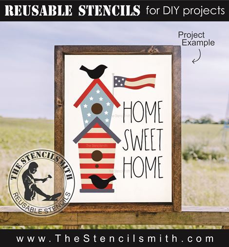 9434 Home Sweet Home Patriotic Birdhouse stencil - The Stencilsmith