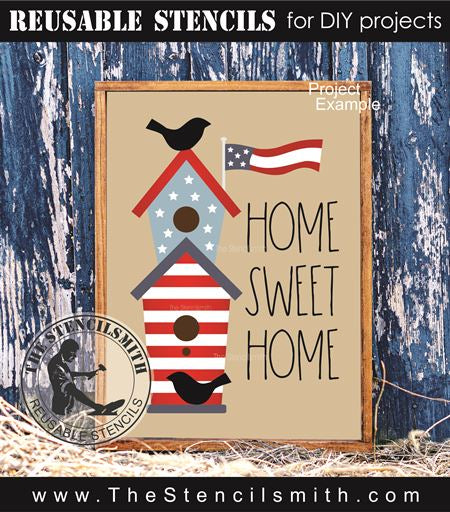 9434 Home Sweet Home Patriotic Birdhouse stencil - The Stencilsmith
