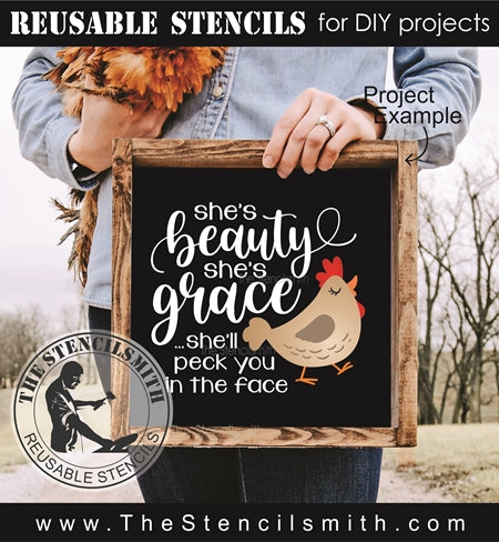 9437 she's beauty grace chicken stencil - The Stencilsmith
