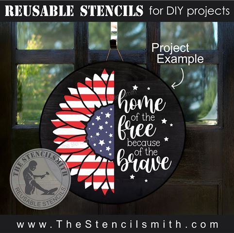 9444 Home of the Free sunflower stencil - The Stencilsmith