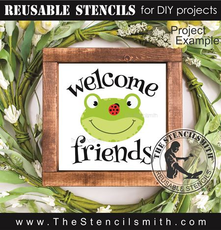 9453 welcome friends frog stencil - The Stencilsmith
