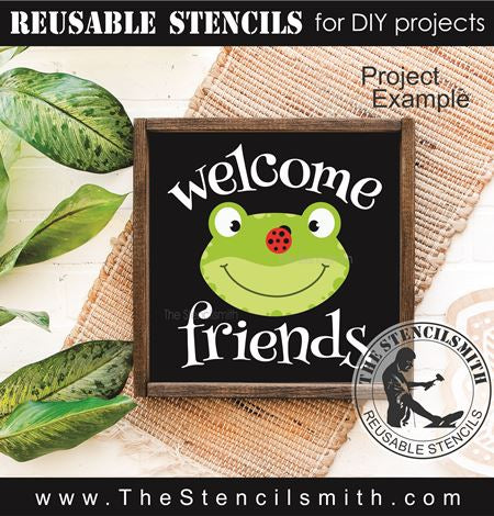 9453 welcome friends frog stencil - The Stencilsmith