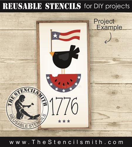 9471 Watermelon Crow 1776 stencil - The Stencilsmith