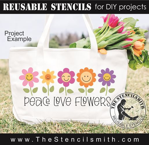 9478 Peace Love Flowers stencil - The Stencilsmith
