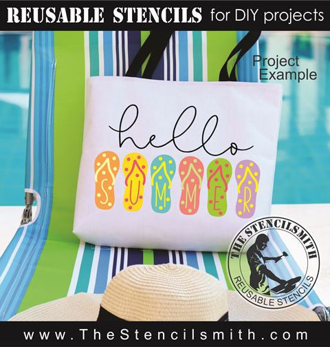 9544 Hello Summer flip flop Stencil - The Stencilsmith