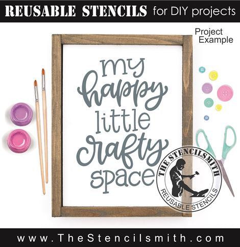 9551 My happy little crafty space stencil - The Stencilsmith