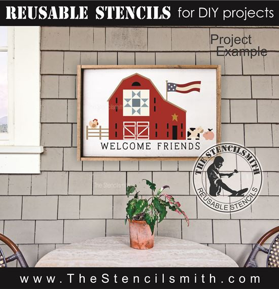 9567 Welcome Friends barn stencil