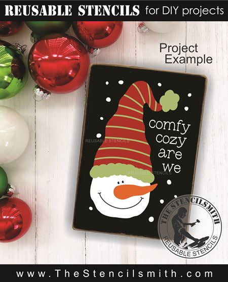 9588 Comfy Cozy are we snowman stencil - The Stencilsmith