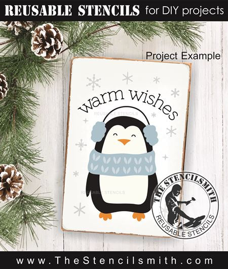 9592 Warm Wishes penguin stencil - The Stencilsmith